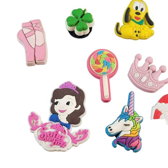 Crocs Charms Jibbitz Other Brands Crown Kitty Sofia Unicorn Ballet Lot Of 15 - Picture 4 of 6